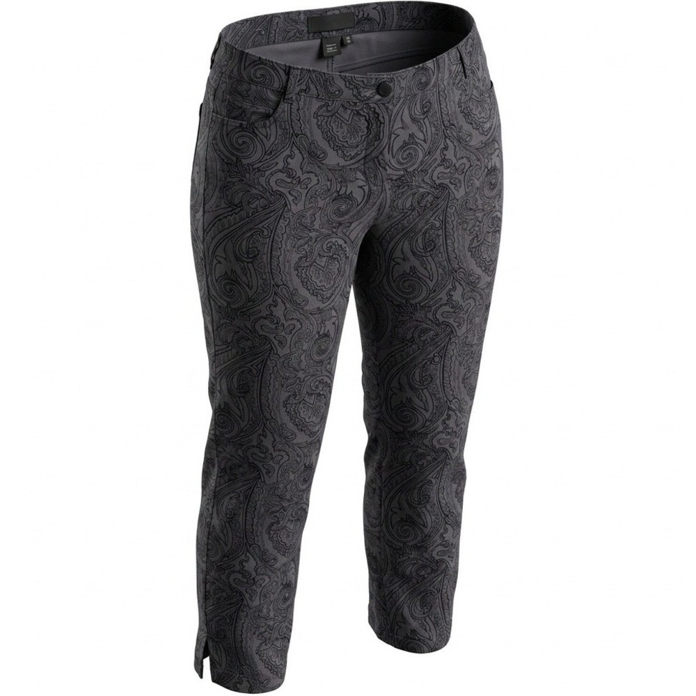 ATTYRE New York Pants Women's 12 Paisley Cropped Grey Black Straight Regular